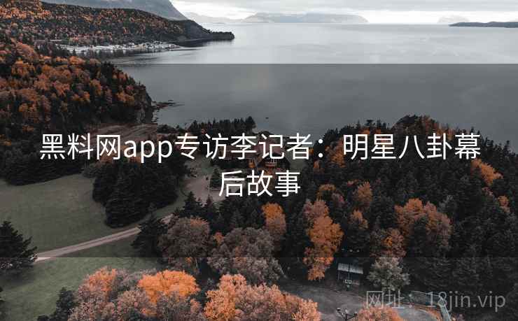 黑料网app专访李记者:明星八卦幕后故事 黑料网app专访李记者:明星八卦幕后故事